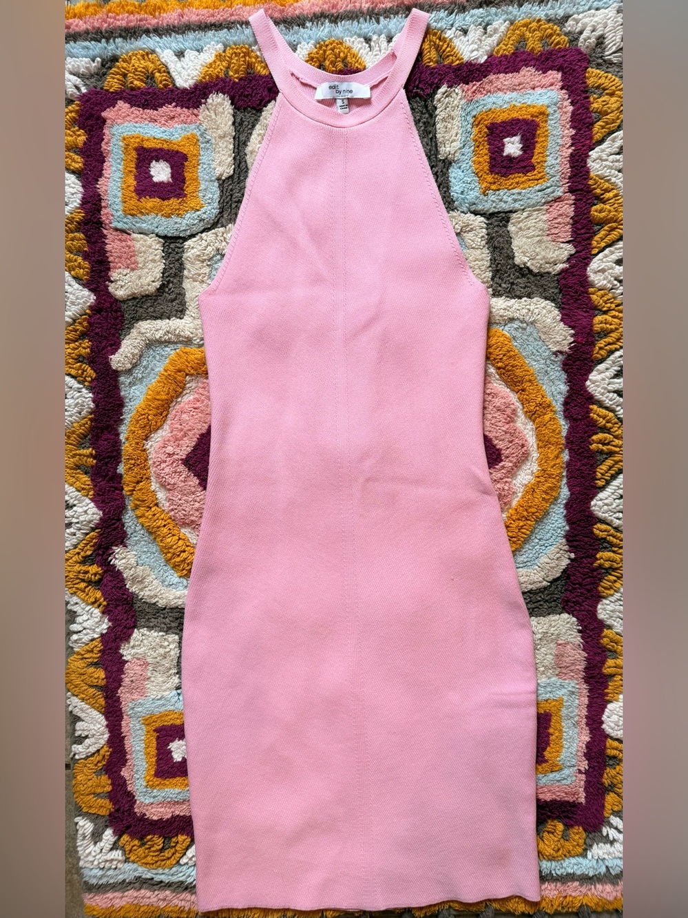 Sleeveless Pink Halter Mini Dress